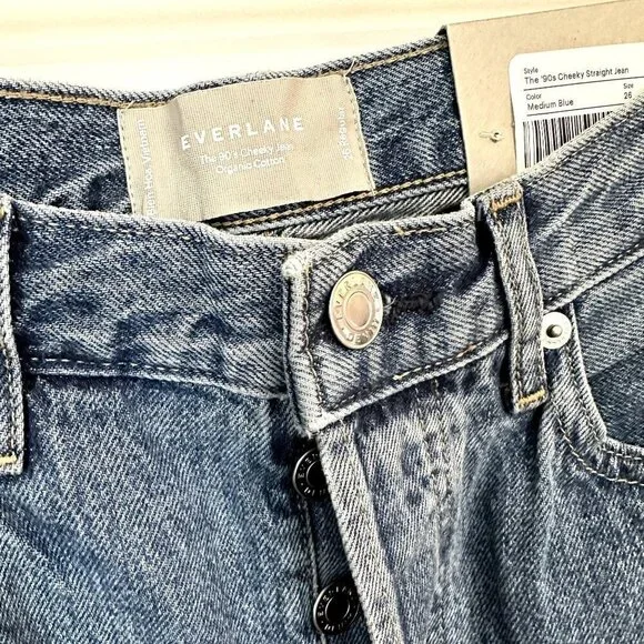 NWT Everlane The 90's Cheeky Straight Jean in Medium Blue - Size 26 - Picture 3 of 11